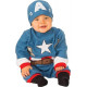 COSTUME CAPITAN AMERICA6/12MESI VESTITO CARNEVALE SUPER EROE BABY COMPLETO TUTA FELPATA E CAPPELLINO MARVEL NO ACCESSORI