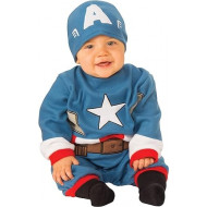COSTUME CAPITAN AMERICA6/12MESI VESTITO CARNEVALE SUPER EROE BABY COMPLETO TUTA FELPATA E CAPPELLINO MARVEL NO ACCESSORI