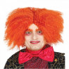 PARRUCCA CAPPELLAIO CON CAPELLI RICCI ARANCIONI PER TRAVESTIMENTI CARNEVALE E SPETTACOLI A TEMA CAPPELLAIO MATTO
