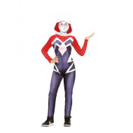 COSTUME EROINA INCAPUCCIATA DONNA RAGNO 3/4ANNI VESTITO COMPLETO DI TUTA CON CAPPUCCIO SPIDERGIRL SUPEREROE NO ACCESSORI