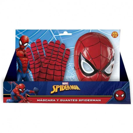 SET SPIDER MAN MASCHERA RIGIDA E GUANTI PER TRAVESTIMENTI DI CARNEVALE A TEMA UOMO RAGNO MARVEL OFFICIAL PRODUCT RUBIES