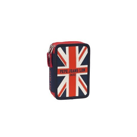 ASTUCCIO SCUOLA COMPLETO 3 CERNIERE PEPE JEANS LDN BANDIERA INGLESE