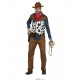 COSTUME CARNEVALE COWBOY UOMO TG.L VESTITO DA MANDRIANO WESTERN RODEO MAGLIETTA CON GILET PANTALONI CINTURA NO ACCESSORI
