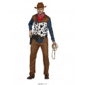 COSTUME CARNEVALE COWBOY UOMO TG.L VESTITO DA MANDRIANO WESTERN RODEO MAGLIETTA CON GILET PANTALONI CINTURA NO ACCESSORI
