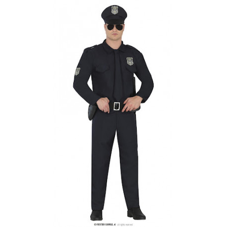 COSTUME CARNEVALE POLIZIOTTO TG L 52/54 UNIFORME COMPLETA CAPPELLO CAMICIA C/CRAVATTA CINTURA E PANTALONI NO ACCESSORI