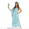 COSTUME STATUA DELLA LIBERTÀ TG.L 46/48 VESTITO CARNEVALE COMPLETO ABITO DIADEMA E TORCIA SIMBOLO AMERICANO NO ACCESSORI