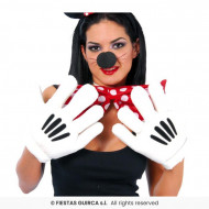 GUANTI BIANCHI A FORMA DI MANO DI TOPOLINO TOPOLINA MANONE PER TRAVESTIMENTI DI CARNEVALE E SCENE A TEMA MICKEY E MINNIE