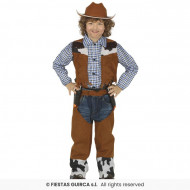 COSTUME CARNEVALE COWBOY 3/4 ANNI VESTITO DA MANDRIANO WESTERN RODEO CAMICIA CON GILET E COPRIPANTALONI NO ACCESSORI