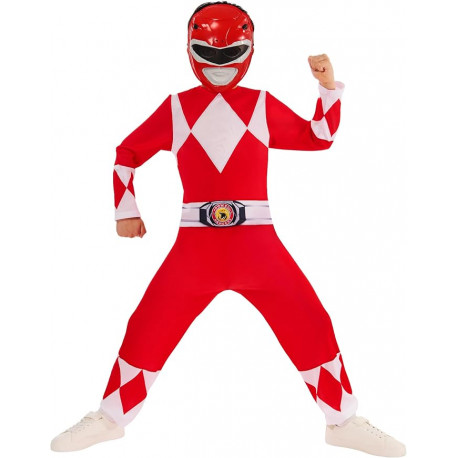 COSTUME POWER RANGERS 5/6 ANNI VESTITO UFFICIALE RUBIES COMPLETO TUTA E MASCHERA MIGHTY MORPHIN RED RANGER NO ACCESSORI