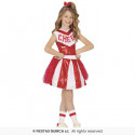 COSTUME CHEERLEADER RAGAZZA POM POM AMERICANA 3/4 ANNI VESTITO BIANCO ROSSO PER TRAVESTIMENTI E SPETTACOLI NO ACCESSORI