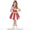 COSTUME CHEERLEADER RAGAZZA POM POM AMERICANA 3/4 ANNI VESTITO BIANCO ROSSO PER TRAVESTIMENTI E SPETTACOLI NO ACCESSORI