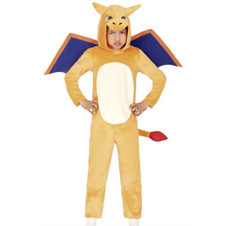 COSTUME CARNEVALE DRAGO DI FUOCO 10/12 ANNI PIGIAMONE VESTITO DRAGON MONOTUTA COMPLETO CAPUCCIO ALI CODA NO ACCESSORI