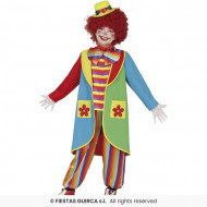 COSTUME CLOWN BABY 7/9 ANNI VESTITO CARNEVALE PAGLIACCIO COMPLETO DI GIACCA CAMICIA CON PAPILLON PANTALONI NO ACCESSORI