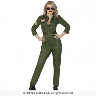 COSTUME PILOTESSA AEREO CACCIA TG.L VESTITO CARNEVALE AVIATORE TUTA PILOTA DA COMBATTIMENTO TOP GUN AMERICA NO ACCESSORI