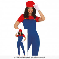 OSTUME CARNEVALE MACCHINISTA DI TRENO DONNA TG 646/48VESTITO COMPLETO TUTA CON MAGLIA E CAPPELLO SUPERMARIA NO ACCESSORI