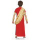 COSTUME IMPERATORE ROMANO 7/9 ANNI VESTITO TUNICA CON MANTELLO TOGA ROMANA AUGUSTO ROSSA E DORATA DIO GRECO NO ACCESSORI