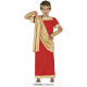 COSTUME IMPERATORE ROMANO 10/12 ANNI VESTITO TUNICA CON MANTELLO TOGA ROMANA AUGUSTO ROSSA E ORO DIO GRECO NO ACCESSORI