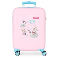 TROLLEY DA VIAGGIO ABS 4 DOPPIE RUOTE ENSÒ MAGIC UNICORN ROSA VALIGIA BAGAGLIO A MANO 39X57X20CM 2 CHIUSURE A COMBINAZ