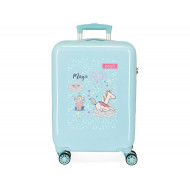 TROLLEY DA VIAGGIO ABS 4 DOPPIE RUOTE ENSÒ MAGIC UNICORN TURCHESE VALIGIA BAGAGLIO A MANO 39X57X20CM 2 CHIUSURE A COMBIN