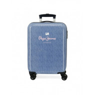TROLLEY DA VIAGGIO ABS 4 DOPPIE RUOTE LENA DENIM PEPE JEANS LONDON VALIGIA BAGAGLIO A MANO 55X38X20CM