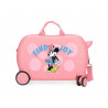 TROLLEY CAVALCABILE 4 RUOTE ABS MINNIE FIND YOUR JOY 48X20X33CM VALIGIA ROSA DA CABINA C/TRACOLLA 2 CHIUSURE A COMBINAZI