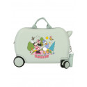 TROLLEY CAVALCABILE 4 RUOTE ABS MINNIE SUNSHINE MENTA31X45X20CM VALIGIA DA CABINA CON TRACOLLA 2 CHIUSURE A COMBINAZIONI