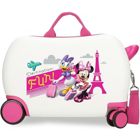 TROLLEY CAVALCABILE 4 RUOTE ABS MINNIE & DAISY PARTY 48X20X33CM VALIGIA BIANCA DA CABINA C/TRACOLLA 2CHIUSURE A COMBINAZ