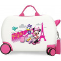 TROLLEY CAVALCABILE 4 RUOTE ABS MINNIE & DAISY PARTY 48X20X33CM VALIGIA BIANCA DA CABINA C/TRACOLLA 2CHIUSURE A COMBINAZ