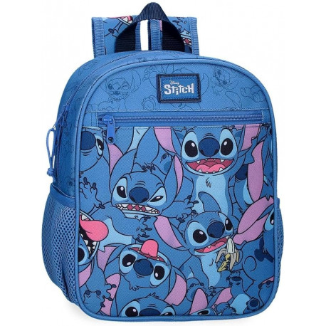 ZAINO ASILO E TEMPO LIBERO STITCH DISNEY HAPPY 23X25X10CM PER SCUOLA E DA VIAGGIO CON TASCA FRONTALE