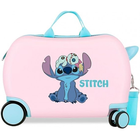 TROLLEY CAVALCABILE 4 RUOTE ABS DISNEY STITCH IN THE WOR 31X45X20CM VALIGIA DA CABINA RIGIDA LEGGERA CON TRACOLLA