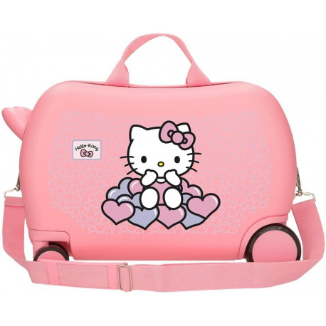 TROLLEY CAVALCABILE ABS HELLO KITTY ORIGINAL 4 RUOTE 2 GIREVOLI 50X38X20CM VALIGIA BAGAGLIO CABINA CHIUSURA A COMBINAZIO