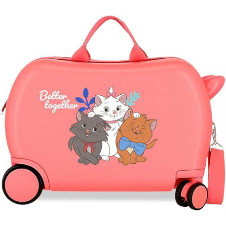 TROLLEY DA VIAGGIO CAVALCABILE 4 RUOTE ABS DISNEY ARISTOCATS CORAL31X45X20CM VALIGIA DA CABINA RIGIDA LEGGERA C/TRACOLLA