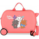 TROLLEY DA VIAGGIO CAVALCABILE 4 RUOTE ABS DISNEY ARISTOCATS CORAL31X45X20CM VALIGIA DA CABINA RIGIDA LEGGERA C/TRACOLLA