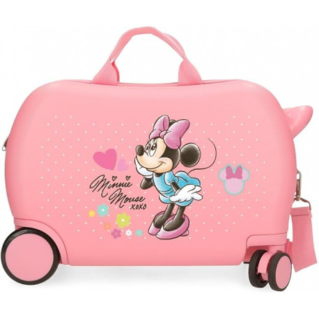 TROLLEY DA VIAGGIO CAVALCABILE 4RUOTE ABS DISNEY MINNIE IMAGIN ROSA 31X45X20CM VALIGIA DA CABINA RIGIDA LEGGERA+TRACOLLA