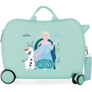 TROLLEY CAVALCABILE ABS 4 RUOTE FROZEN FIND YOUR DESTINY TURCHESE DISNEY 31X45X20CM CON TRACOLLA VALIGIA DA CABINA