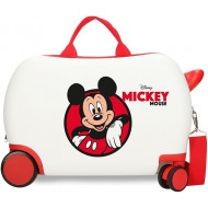 TROLLEY CAVALCABILE4 RUOTE ABS MICKEY RED WITHE DISNEY ORIGINAL 31X45X20CM VALIGIA TOPOLINO BAGAGLIO DA CABINA