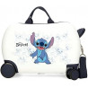 TROLLEY CAVALCABILE 4 RUOTE ABS DISNEY STITCH HAPPY BIANCO 31X45X20CM VALIGIA DA CABINA RIGIDA LEGGERA CON TRACOLLA