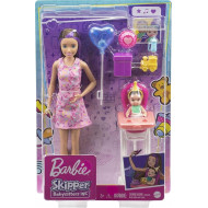 BARBIE BAMBOLA SKIPPER BABYSITTER E BEBÈ CON ACCESSORI A TEMA FESTA GIOCATTOLO PER BAMBINI 3+ANNI MATTEL