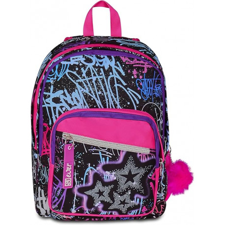 ZAINO SCUOLA ORGANIZZATO EVER FIXSTARGIRL SJ GANG ZAINO DOPPIO SCOMPARTO 30X42X23CM TASCA P/BORRACCIA SEVEN JUNIOR ITALY