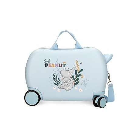TROLLEY CAVALCABILE ABS 4 RUOTE DUMBO BEFORE THE BLOOM DISNEY 50X38X20CM CON TRACOLLA VALIGIA CELESTE DA CABINA