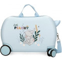 TROLLEY CAVALCABILE ABS 4 RUOTE DUMBO BEFORE THE BLOOM DISNEY 50X38X20CM CON TRACOLLA VALIGIA CELESTE DA CABINA