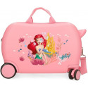 TROLLEY DA VIAGGIO CAVALCABILE ABS 4 RUOTE PRINCESS LA SIRENETTA DISNEY 50X38X20CM CON TRACOLLA VALIGIA ROSA DA CABINA