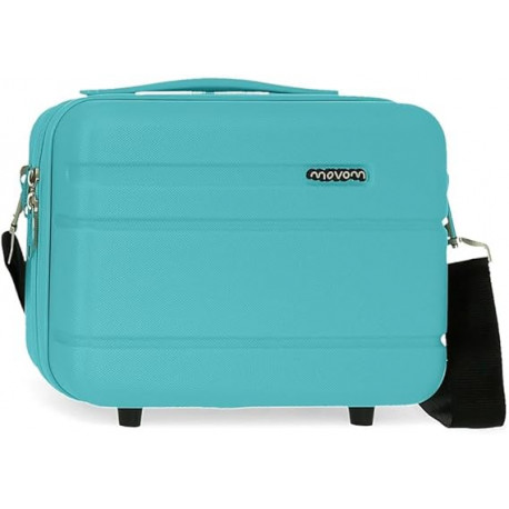 BEAUTY CASE DA VIAGGIO RIGIDO ABS MOVOM 29X21X15CM TURCHESE 1ZIP CON TRACOLLA E FASCIA ELASTICA ADATTABILE AL TROLLEY