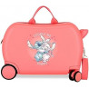 TROLLEY CAVALCABILE 4 RUOTE ABS DISNEY STITCH CUDDLE ME CORAL 31X45X20CM VALIGIA DA CABINA RIGIDA LEGGERA CON TRACOLLA