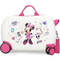 TROLLEY CAVALCABILE 4 RUOTE ABS DISNEY MINNIE PARTY 31X45X20CM VALIGIA BIANCA DA CABINA RIGIDA LEGGERA CON TRACOLLA