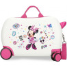 TROLLEY CAVALCABILE 4 RUOTE ABS DISNEY MINNIE PARTY 31X45X20CM VALIGIA BIANCA DA CABINA RIGIDA LEGGERA CON TRACOLLA