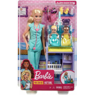 BARBIE YOU CAN BE ANYTHING BAMBOLINA DOTTORESSA BARBIE CAPELLI BIONDI+2 MINI BAMBOLE NEONATI+ACCESSORI DA MEDICO.MATTEL
