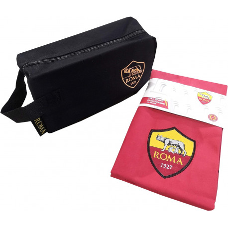 SET BEAUTY CASE DA VIAGGIO+TELO SPORT MICROFIBRA AS ROMA 1927 OFFICIAL PRODUCT 50X100CM UTILE PER PISCINA E PALESTRA
