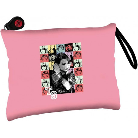 TAYLOR SWIFT CELEBRITY ICONS POCHETTE CON ZIP E MANIGLIA BUSTINA PORTATUTTO SCUOLA E DA VIAGGIO 27X15CM MARTINCART ITALY