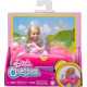 BARBIE SET CHELSEA E VEICOLO PLAYSET CON BAMBOLA CHELSEA BIONDA CON GONNA E SCARPE MACCHININA DECAPPOTTABILE A TEMA ORSO